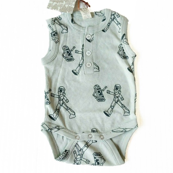 New Kate Quinn 3-6 Months Robot Henley Organic NWT Romper - Picture 1 of 4